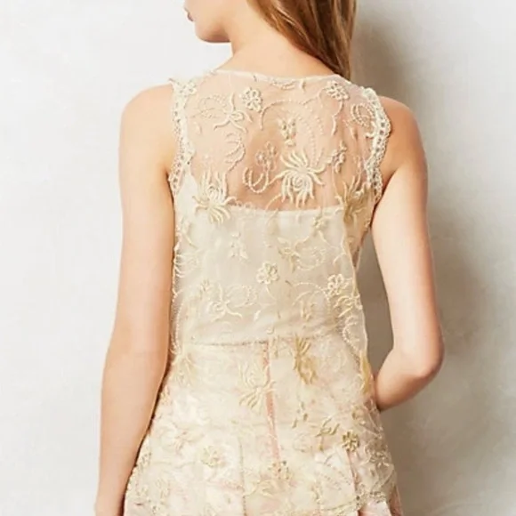 ANTHROPOLOGIE MOULINETTE SOEURS Lace Beaded Blouse - Picture 2 of 15